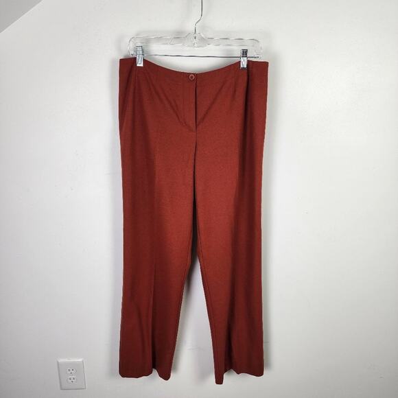 Harve Benard by Benard Holtzman Wool Blend Pleated Orange Wide Leg Trousers 12 - Picture 1 of 10